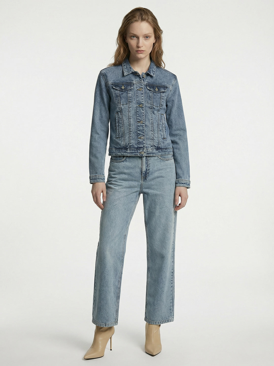 Women Light Blue Denim Slim Fit Jacket