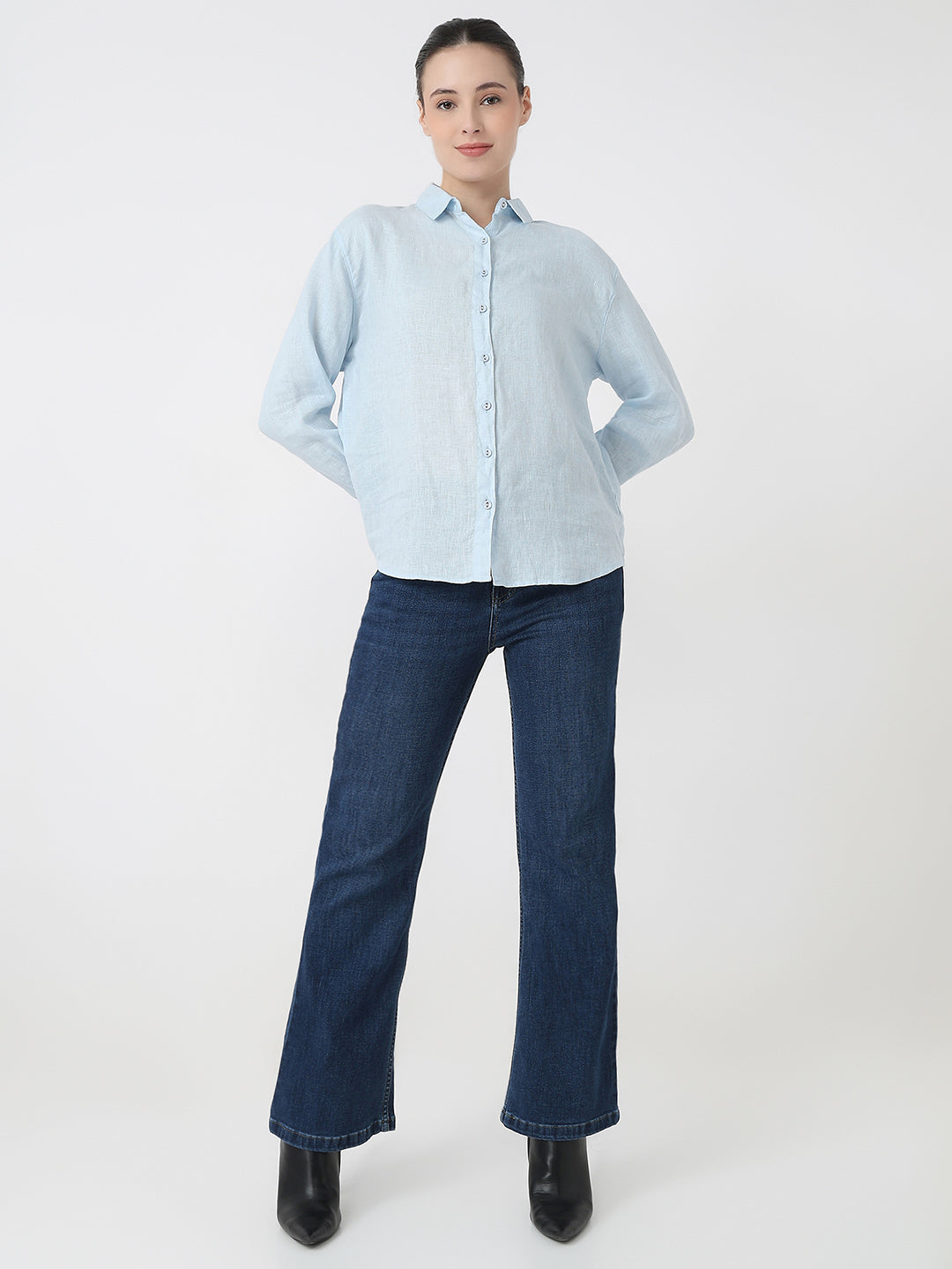 Women Sky Slim Fit Oversized Shirt