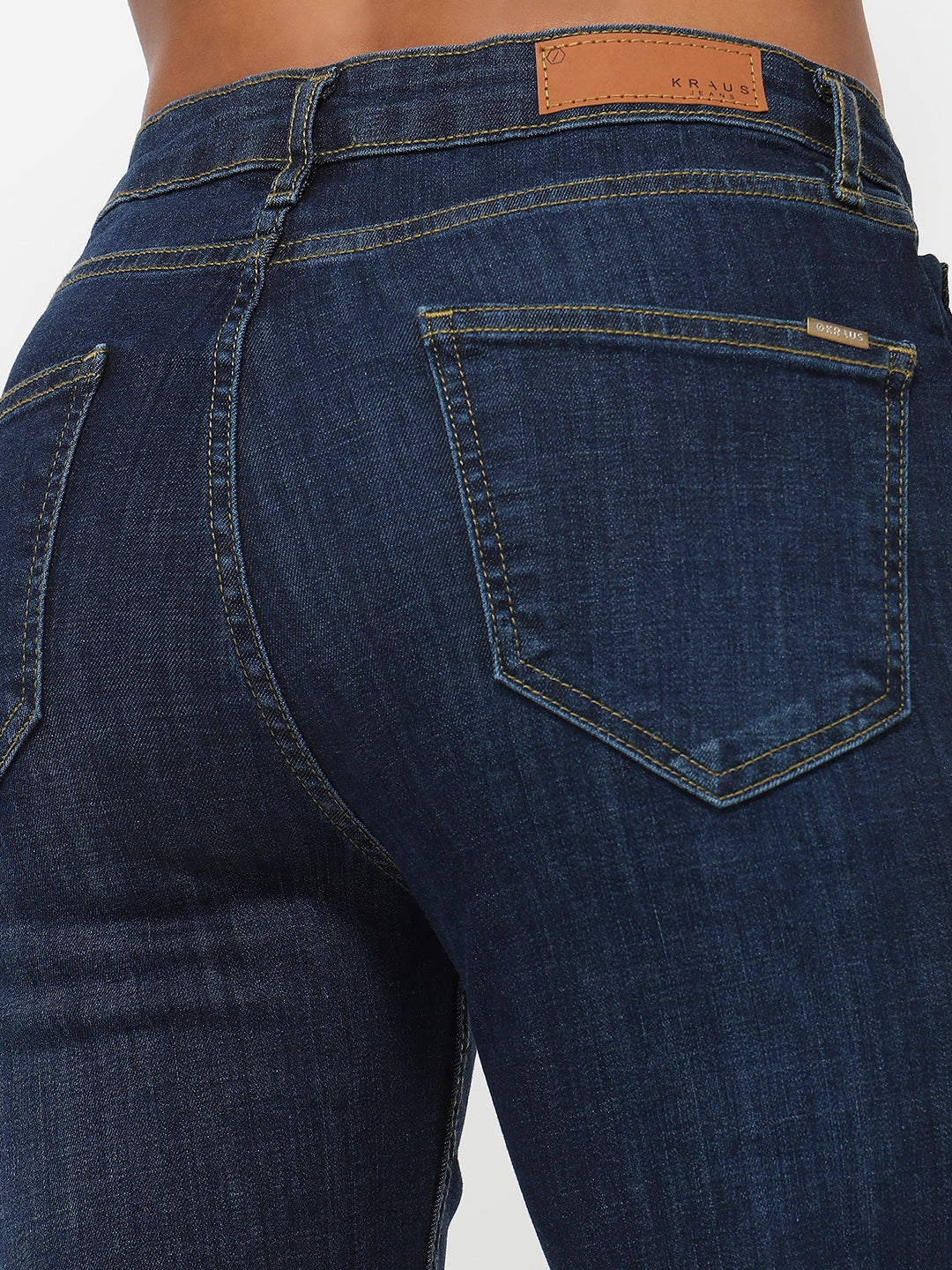Women Dark Blue High-Rise Slim Straight Jeans