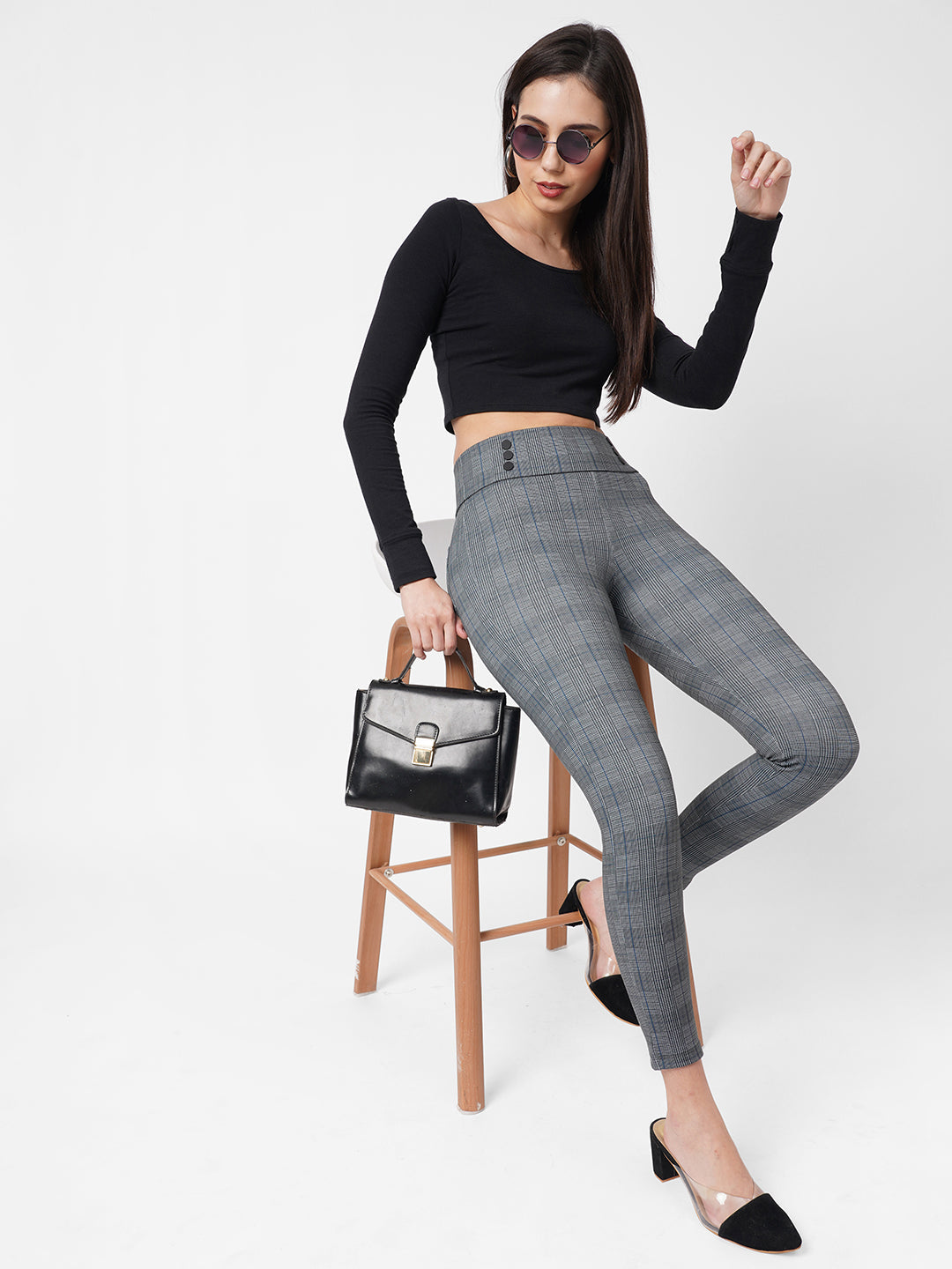 Women Grey High-Rise Skinny Treggings