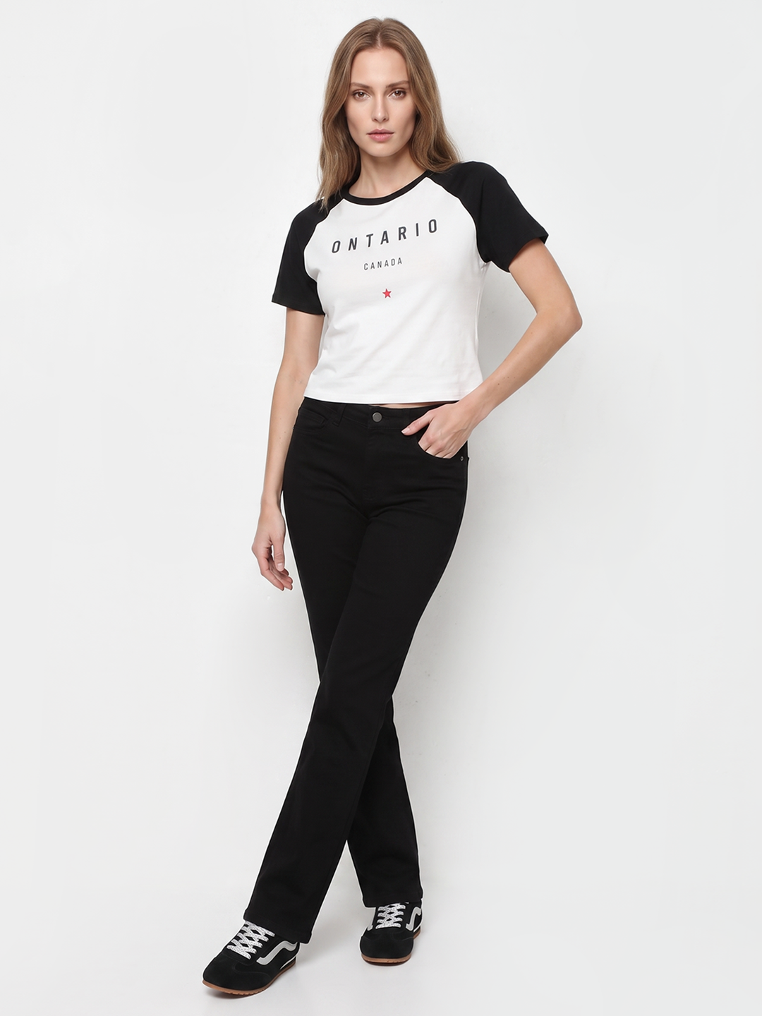 Women Off White/Black Neo Tees