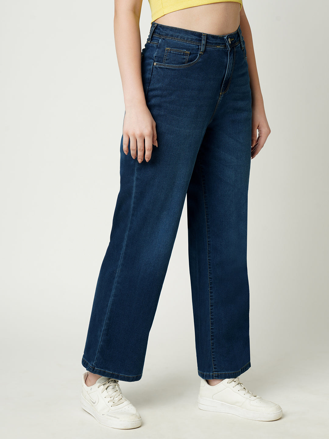 Women High-Rise Parallel Wide Leg Jeans