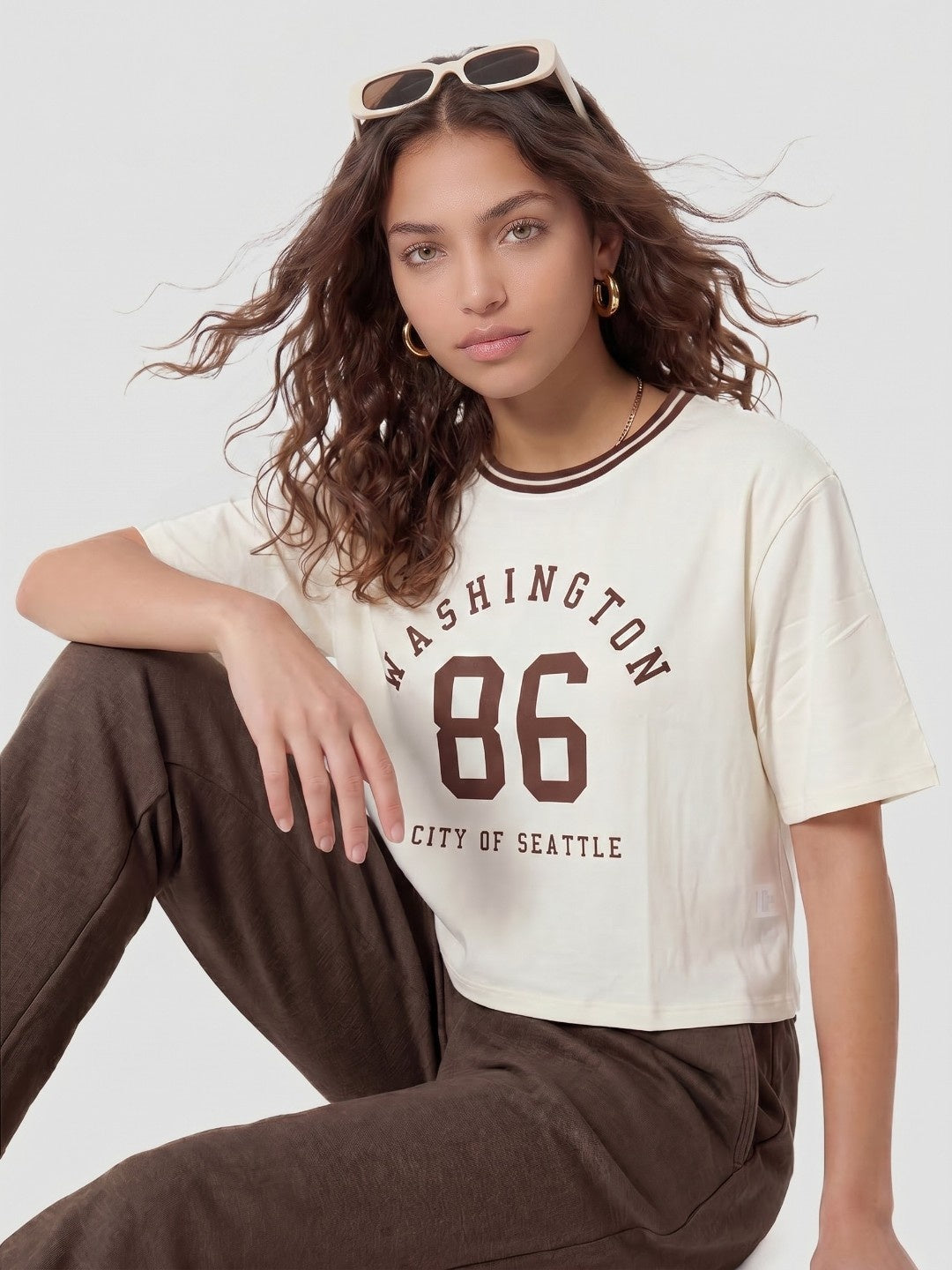 Women Ivory Crop Tees