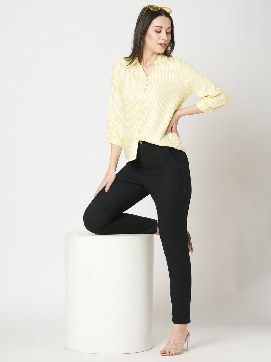Women Black Mid-Rise Slim Fit Trousers