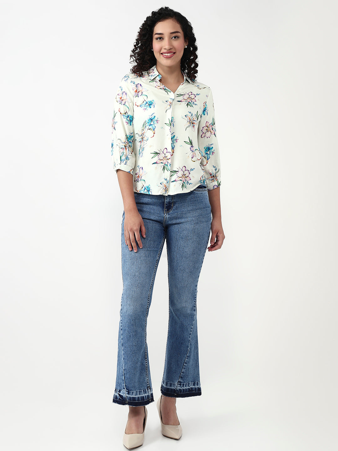 Women Floral Print Slim Shirt