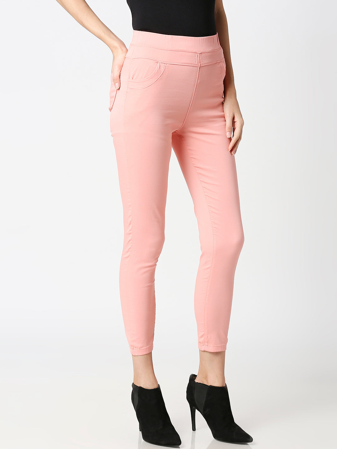 Women Blush Pink Super High-Rise Jegging
