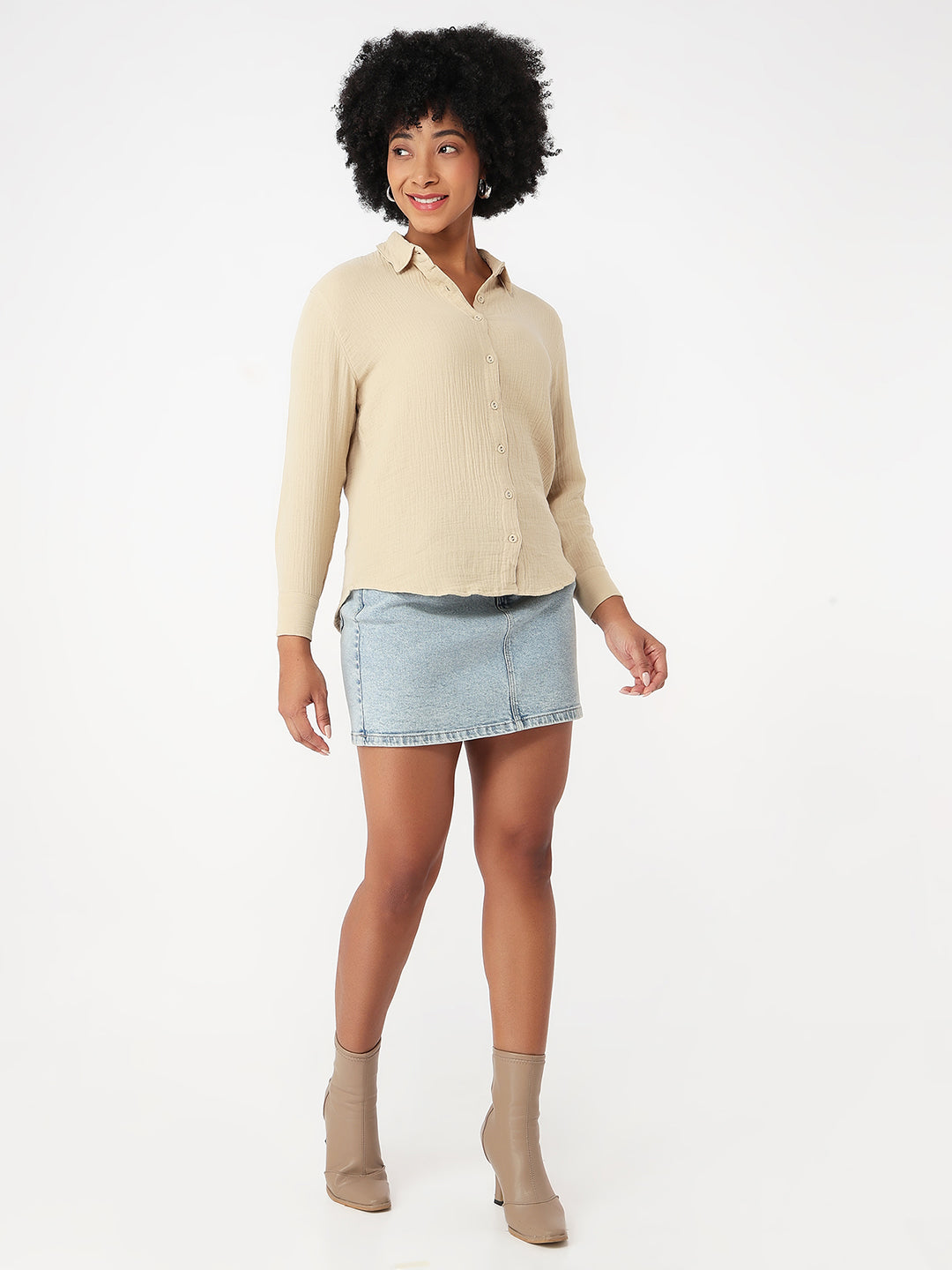 Women Oatmilk Oversized Shirt