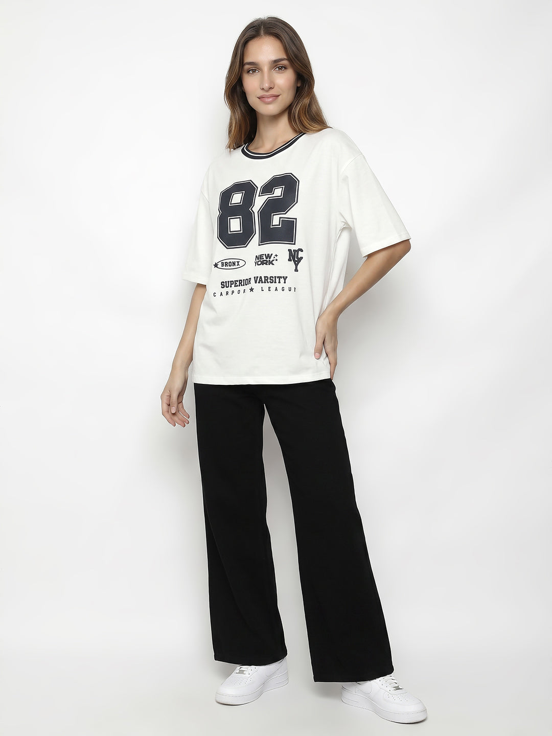 Women Off White Oversized T-Shirt