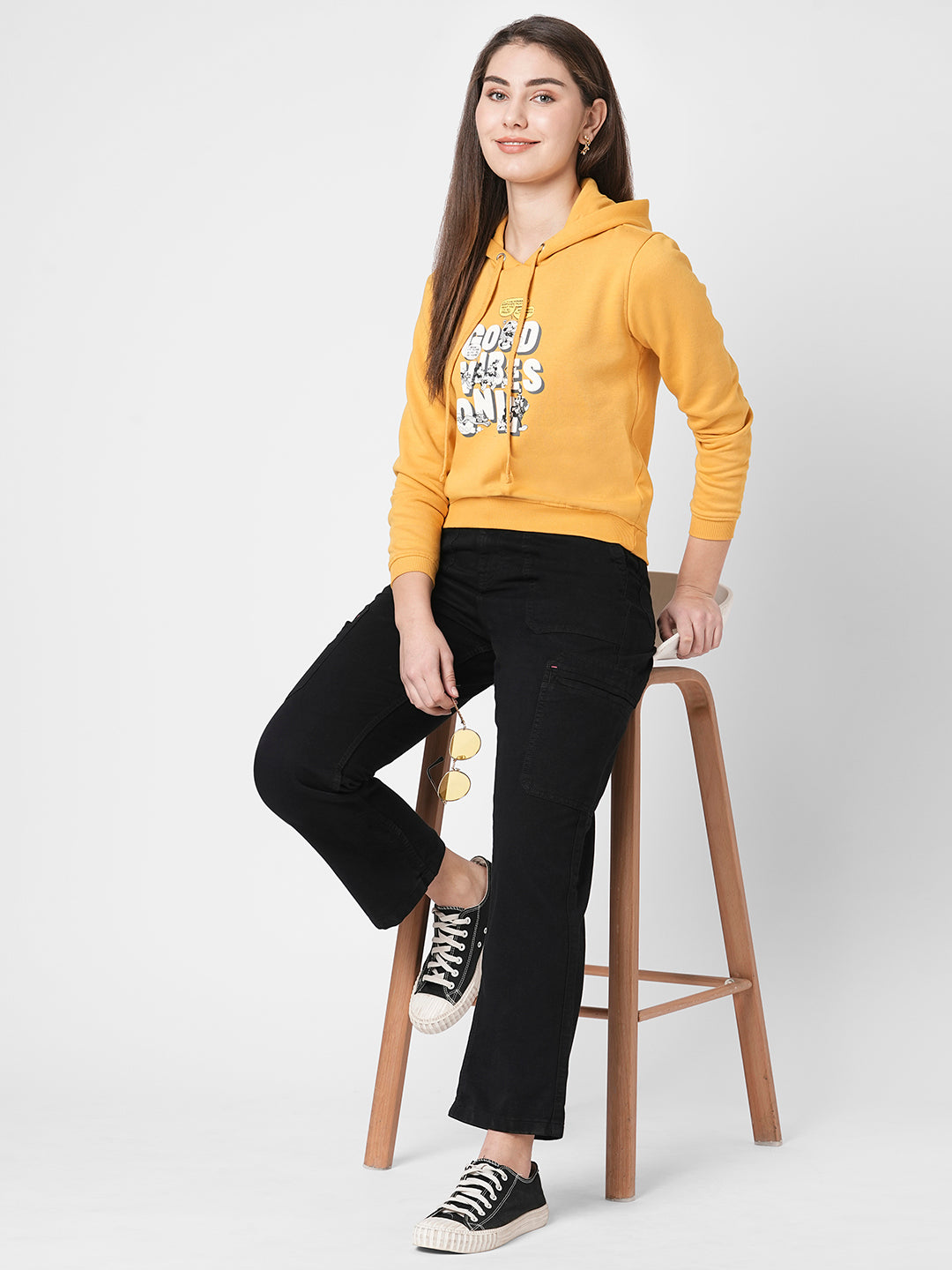 Women Mustard Slim Fit Sweatshirt