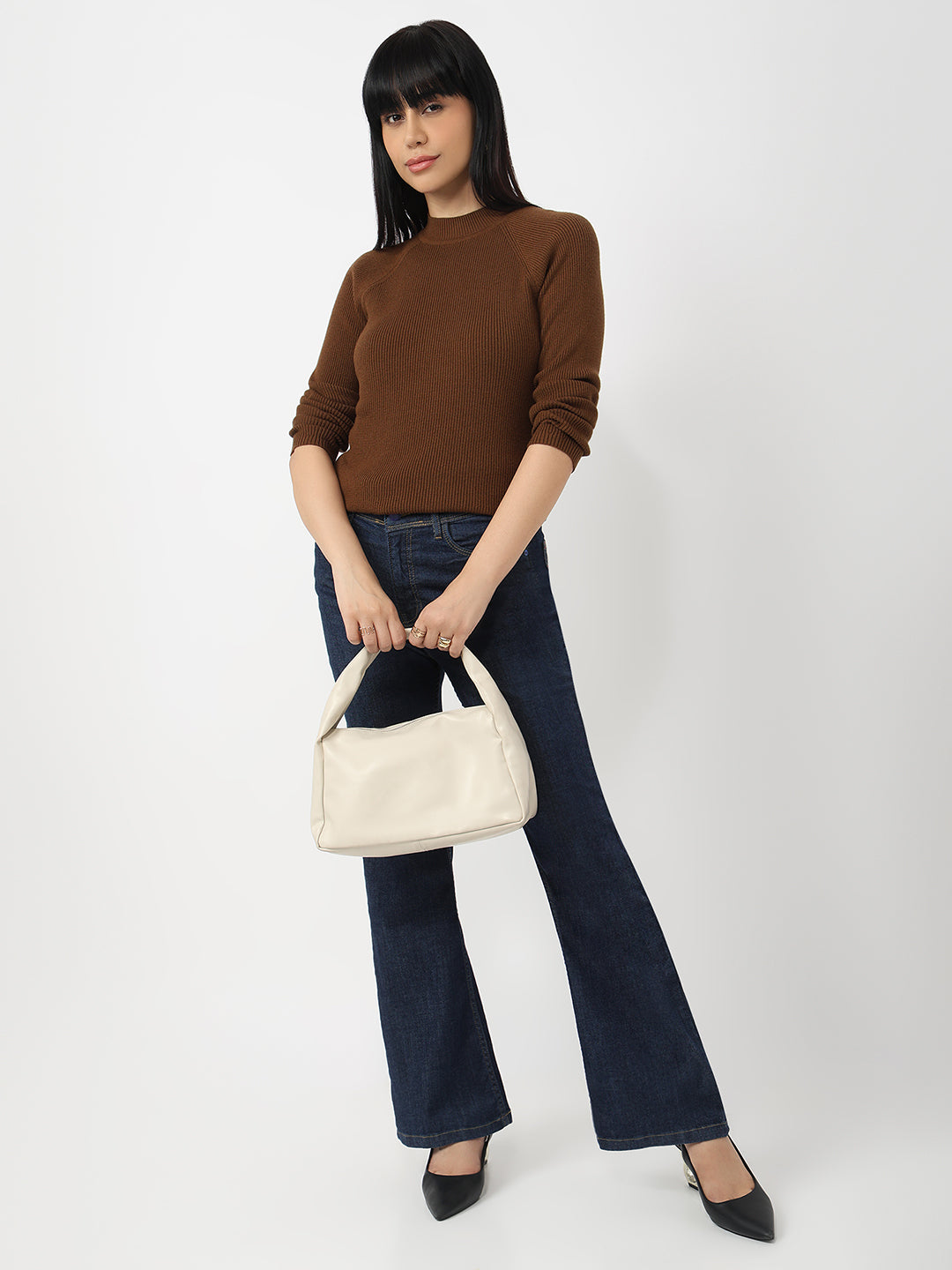Women Sepia Slim Fit Sweater