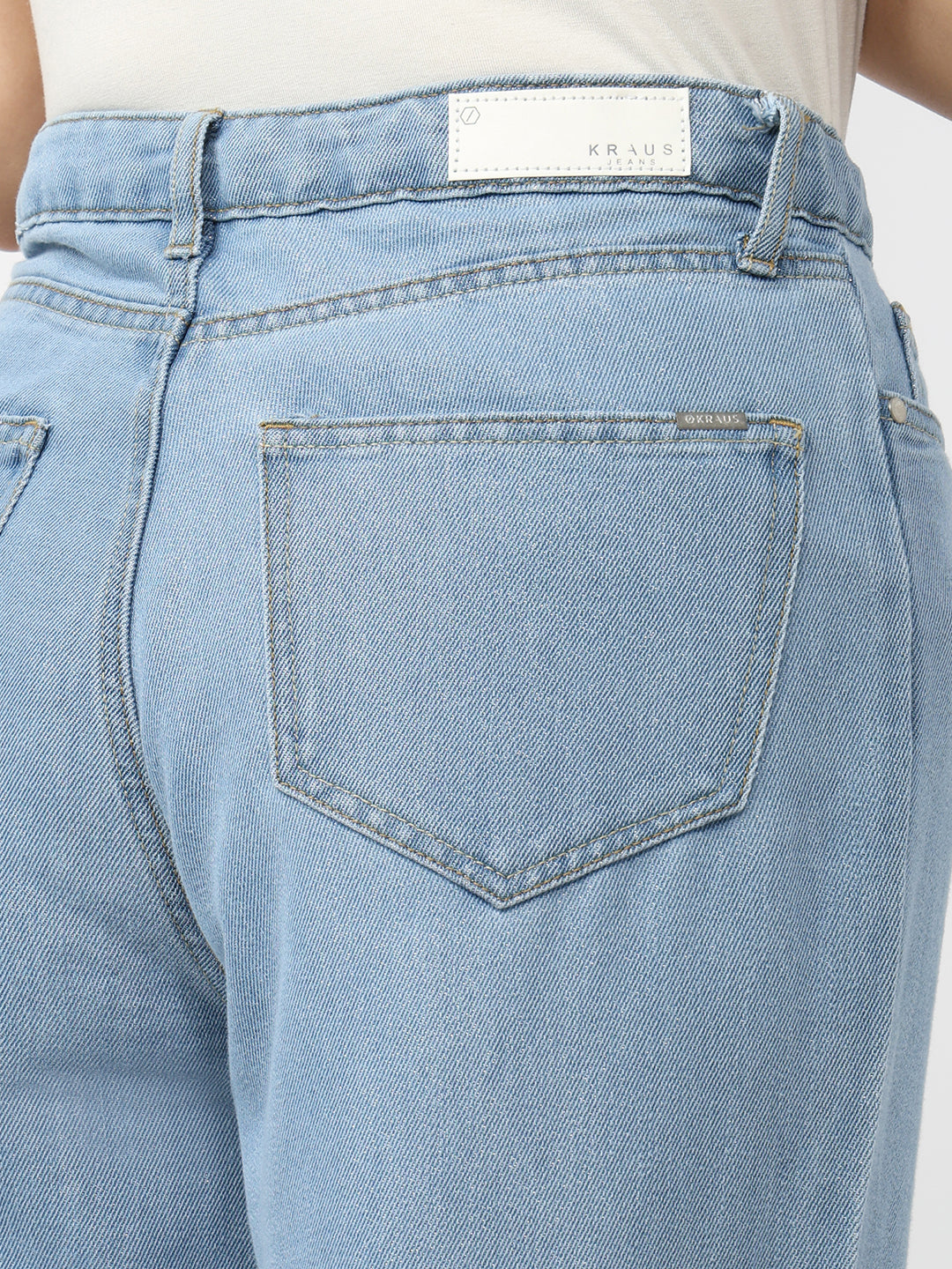 Women Light Blue High-Rise Wide Leg Shimmer Jeans