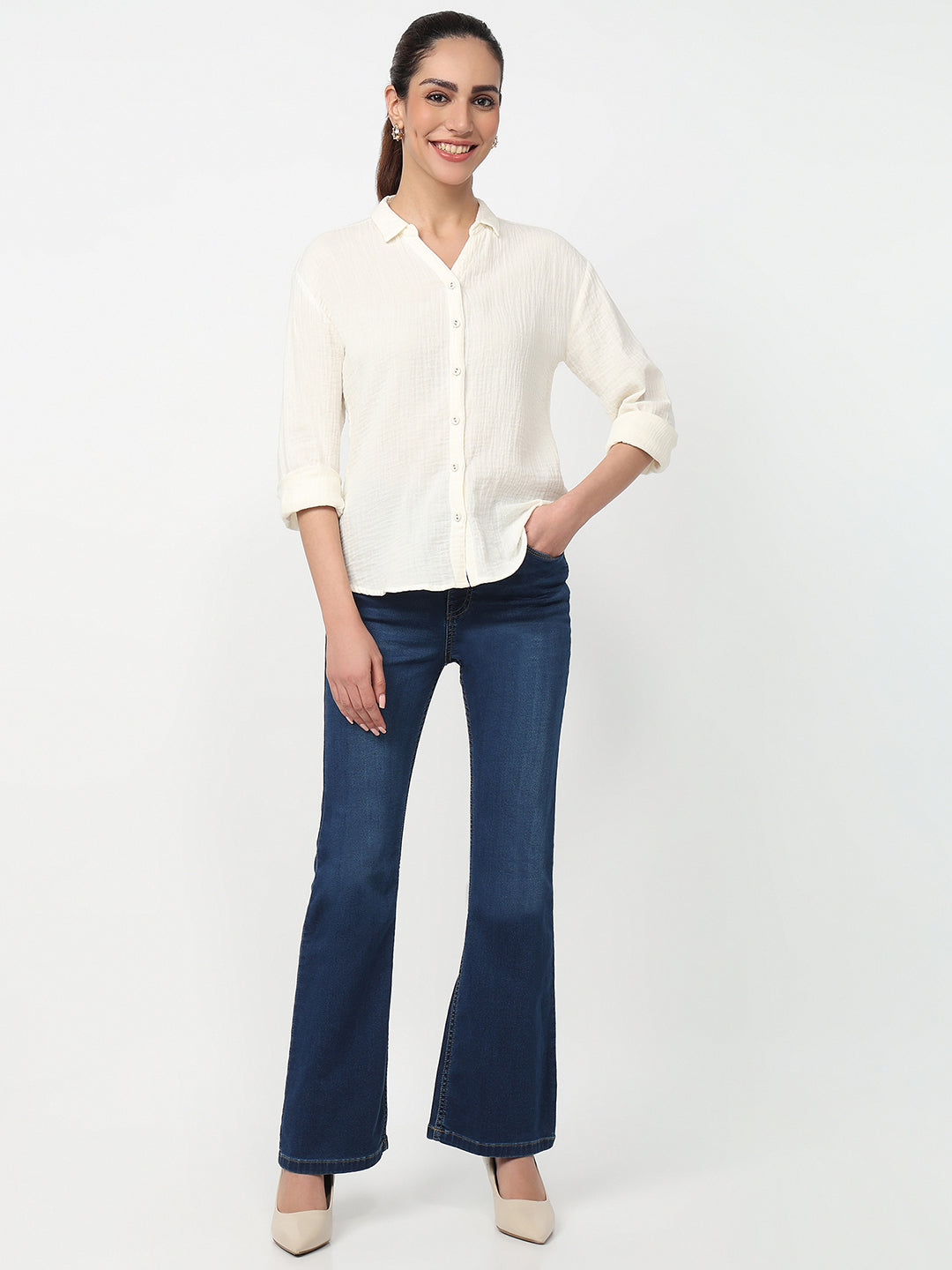 Women Ivory Slim Shirt
