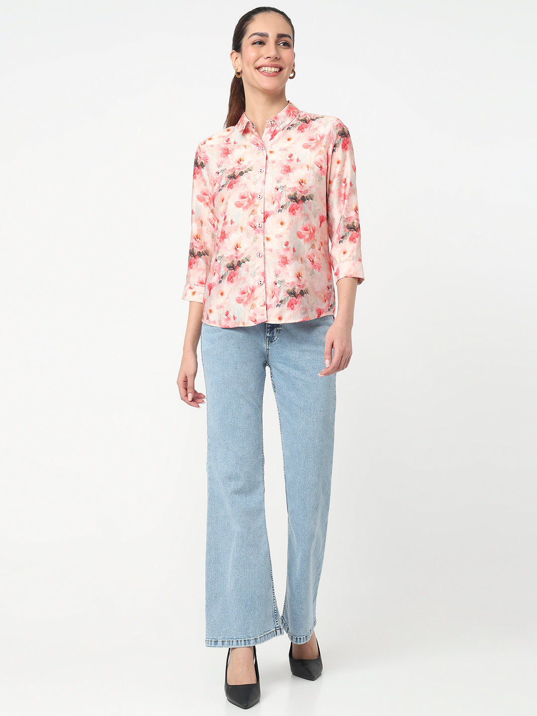 Women Red Floral Printed Shirt
