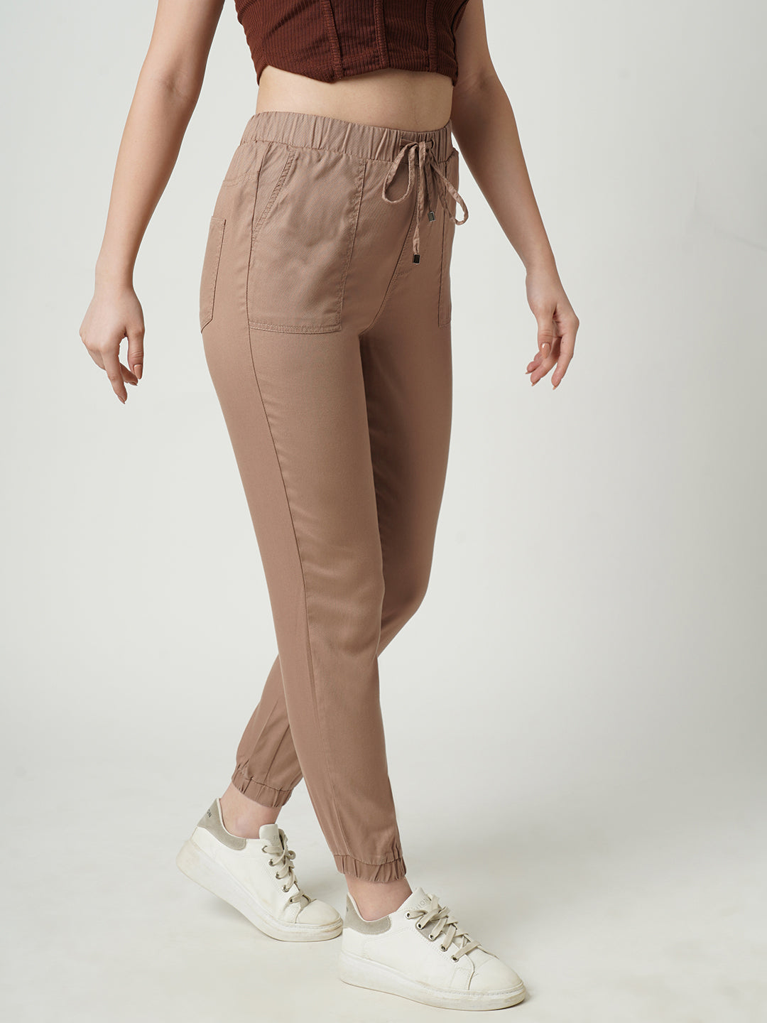 Women High-Rise Slim Fit Denim Joggers