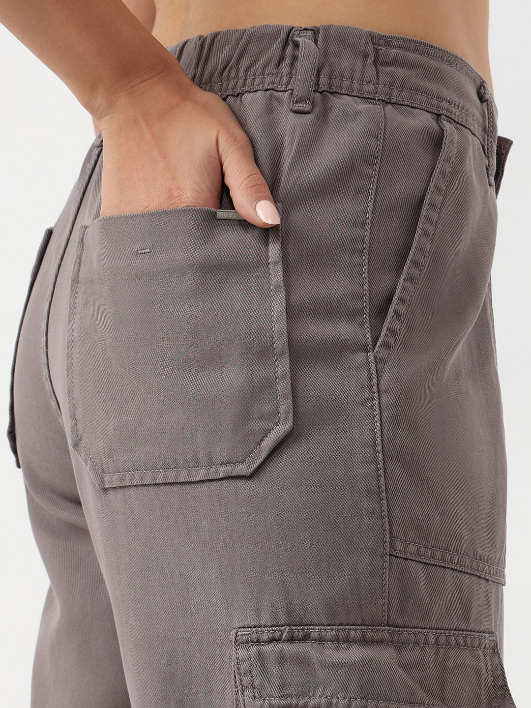 Women Grey High-Rise Cargo