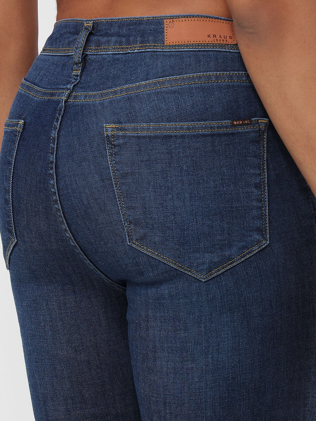 Women Dark Blue High-Rise Mini Flare Jeans