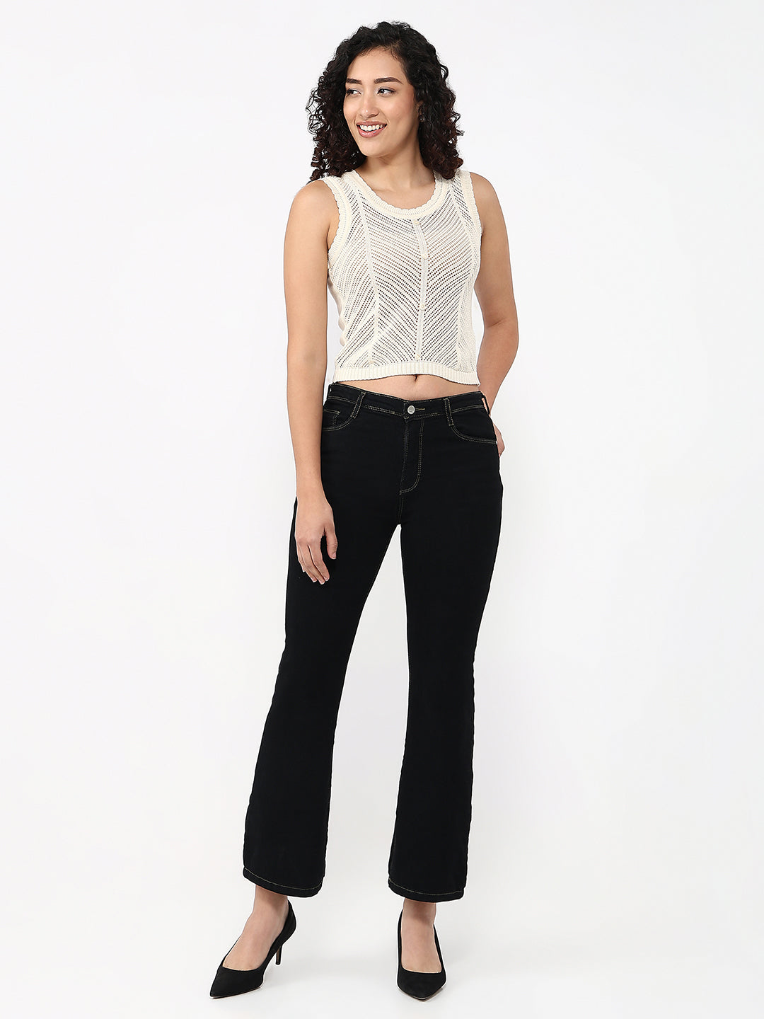 Women Ivory Slim Fit Tank Top