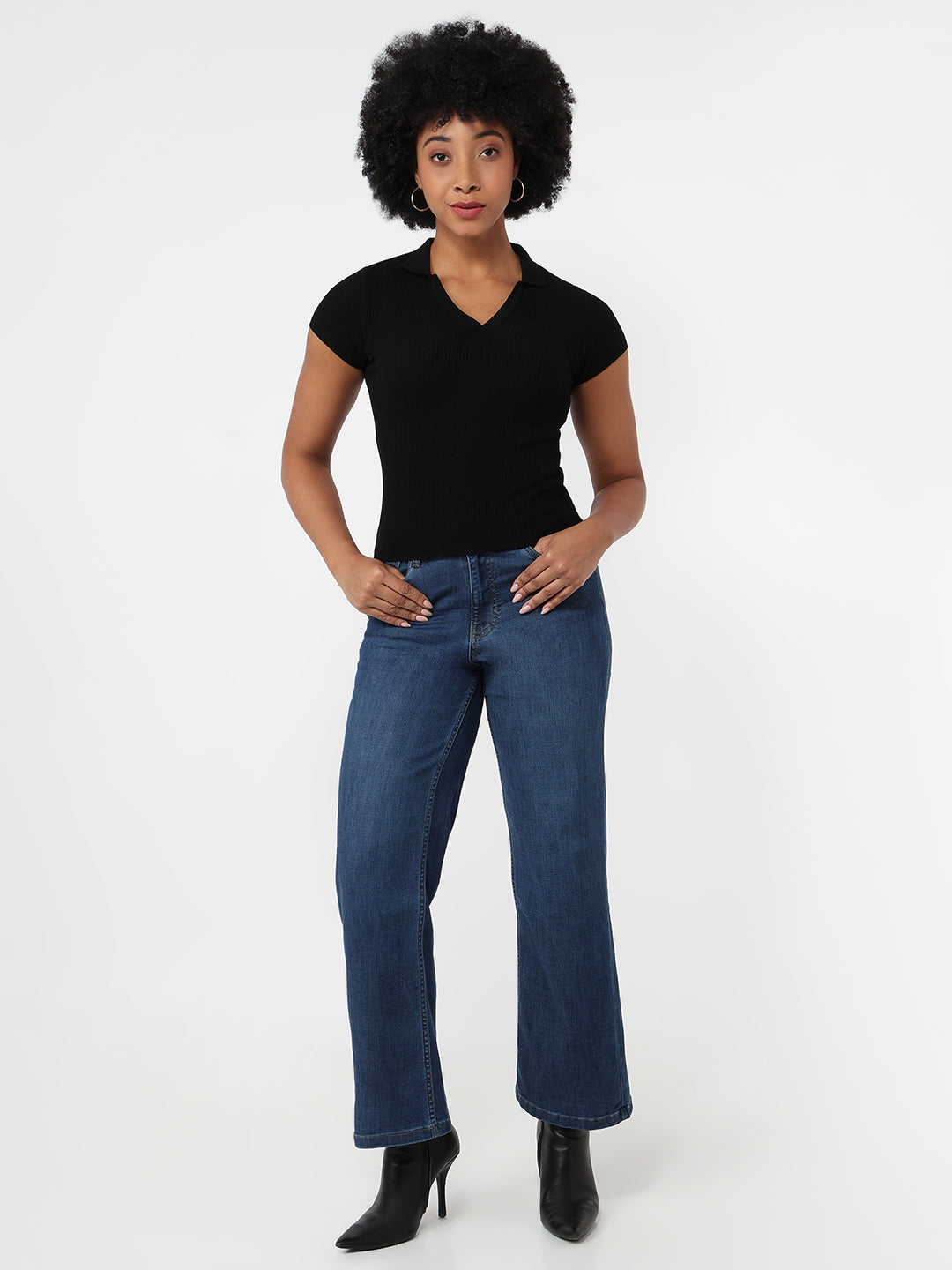 Women Black Slim Fit Flat Knit