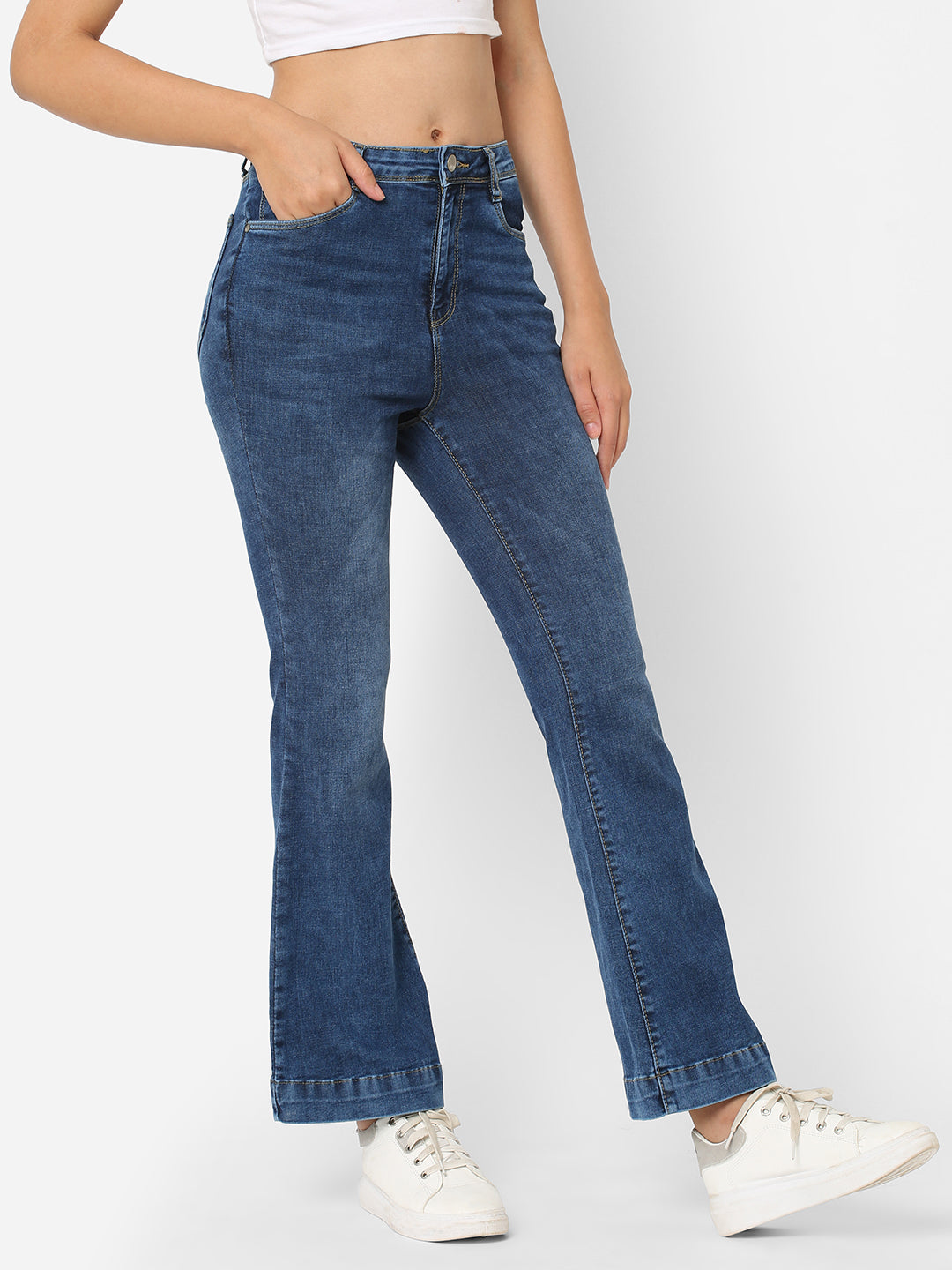Women Blue High-Rise Flare Jeans