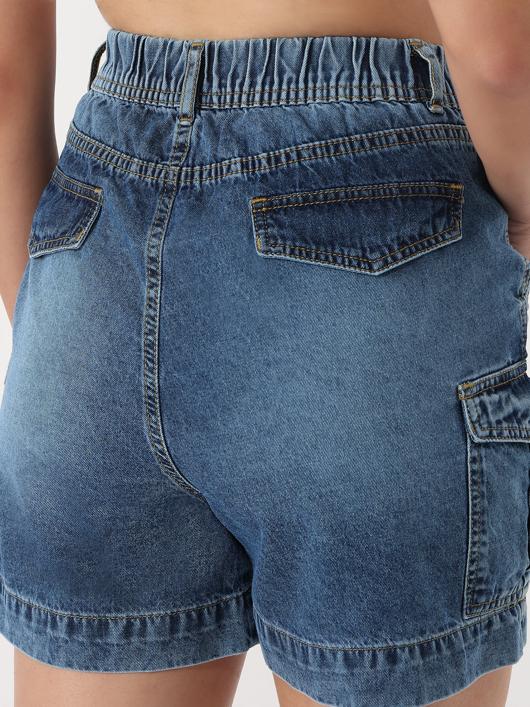 Women Blue Cargo Shorts