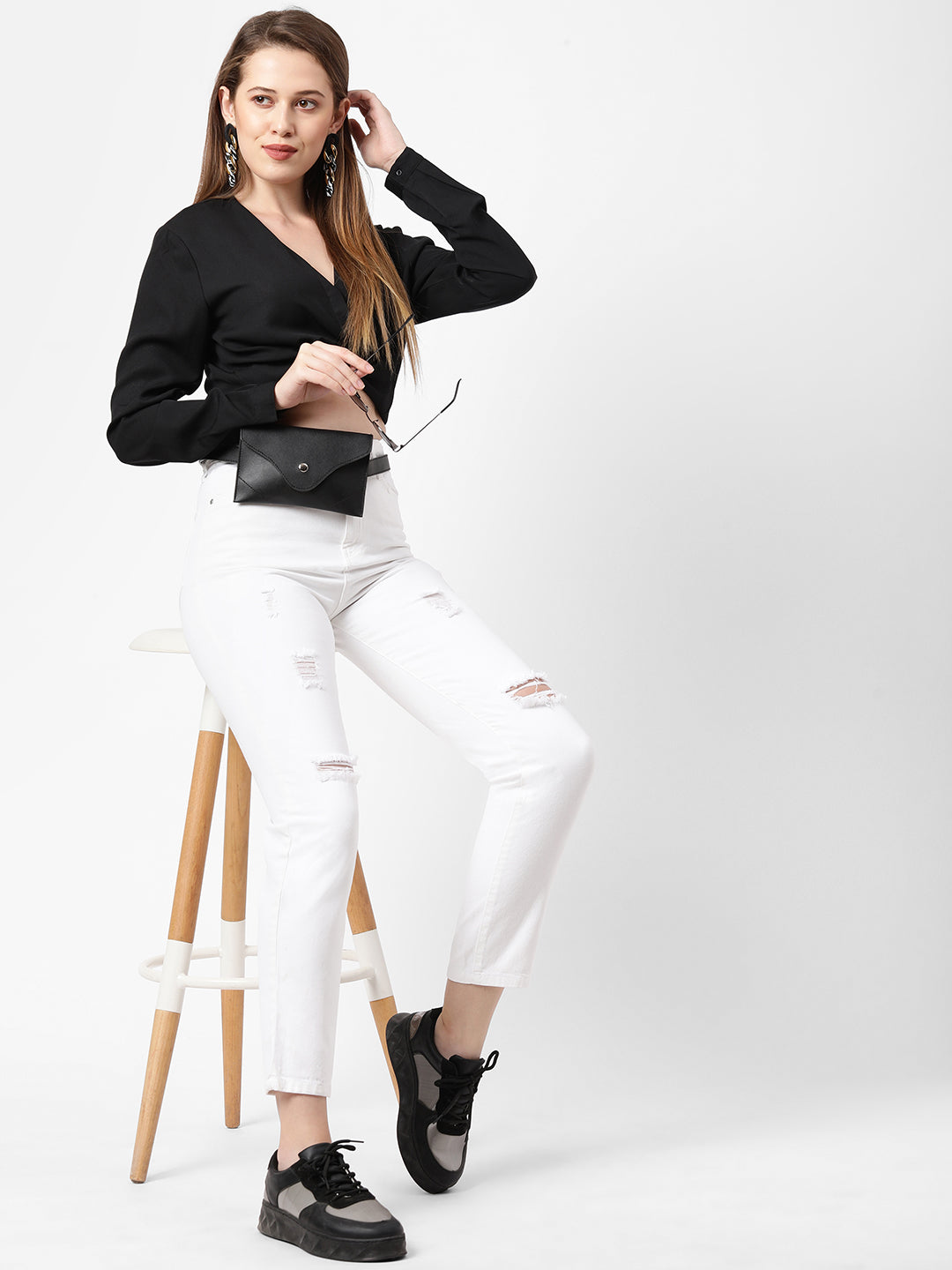 Women White High-Rise Mom Fit Jeans