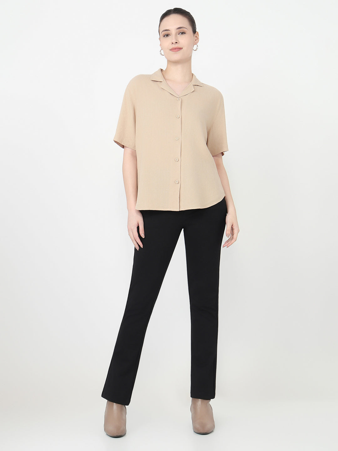 Women Oatmilk Slim Fit Shirt