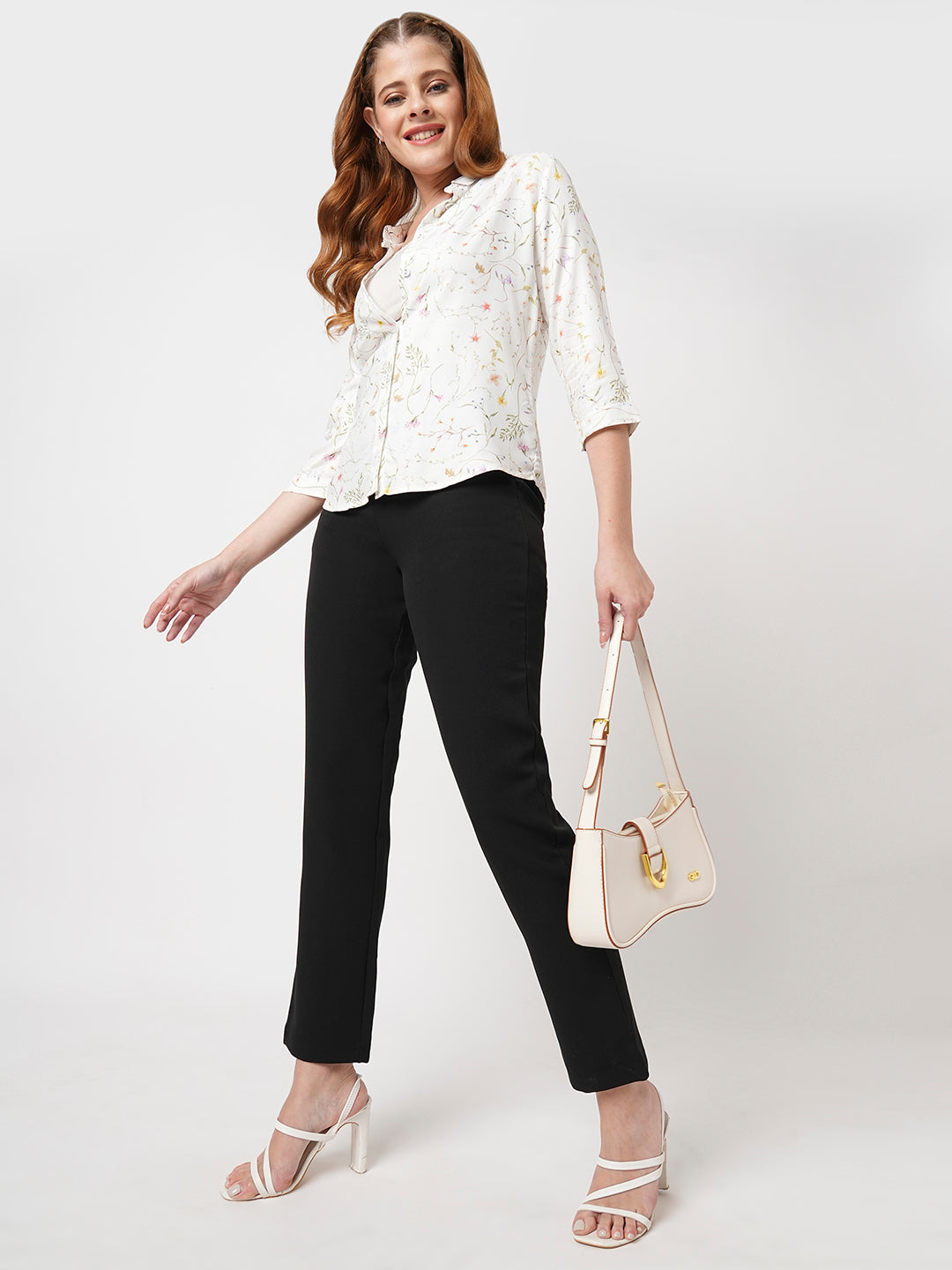 Women Black Mid-Rise Slim Fit Trousers