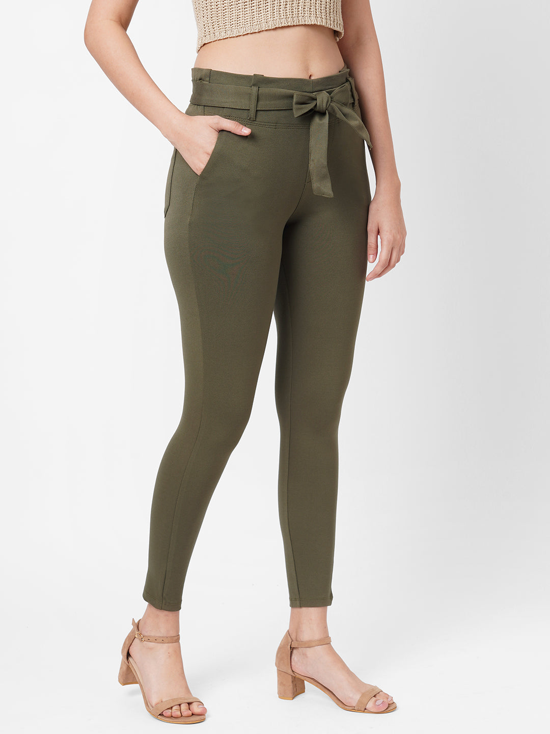 Women High-Rise Comfort Paper Bag Pants