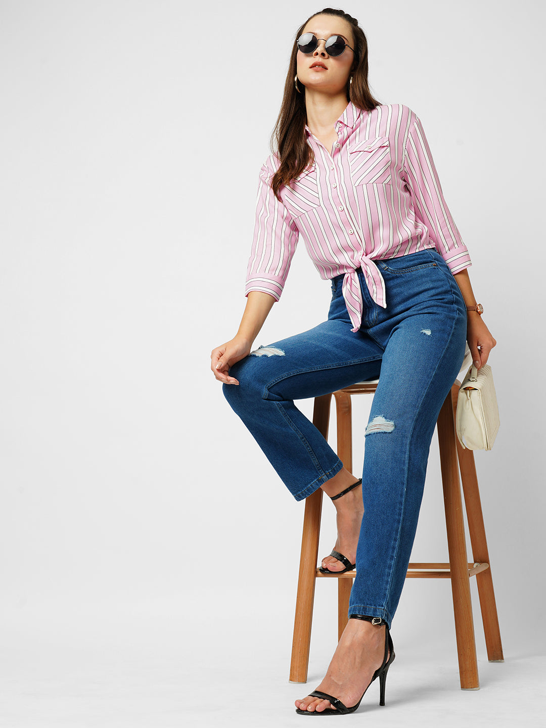 Women Medium Blue High-Rise Straight Fit Jeans
