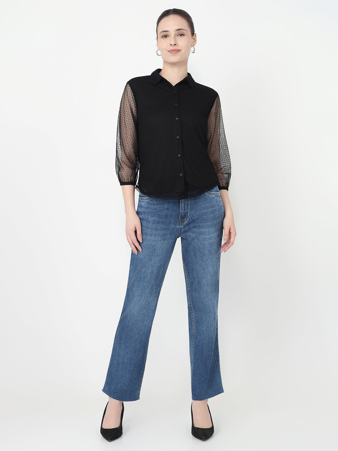 Women Black Slim Fit Shirt