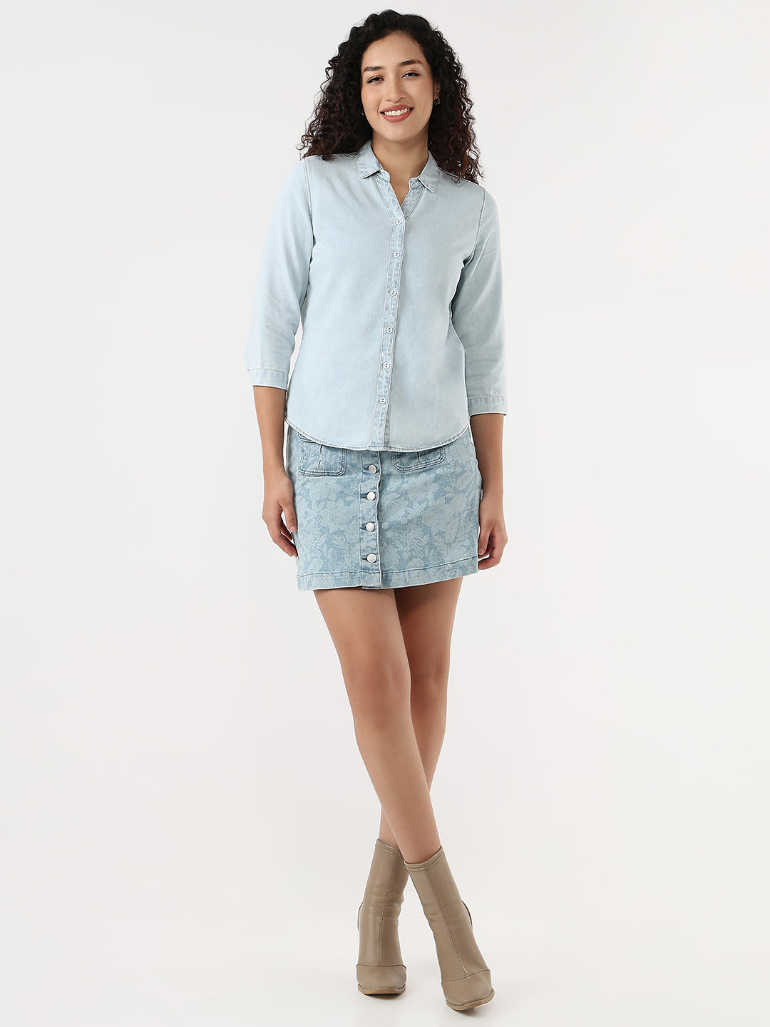 Women Blue Slim Shirt