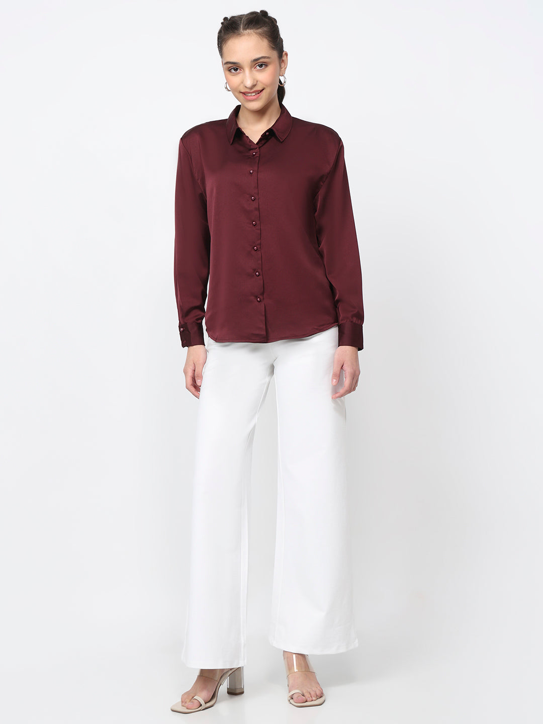 Women Wine Oversized Shirt