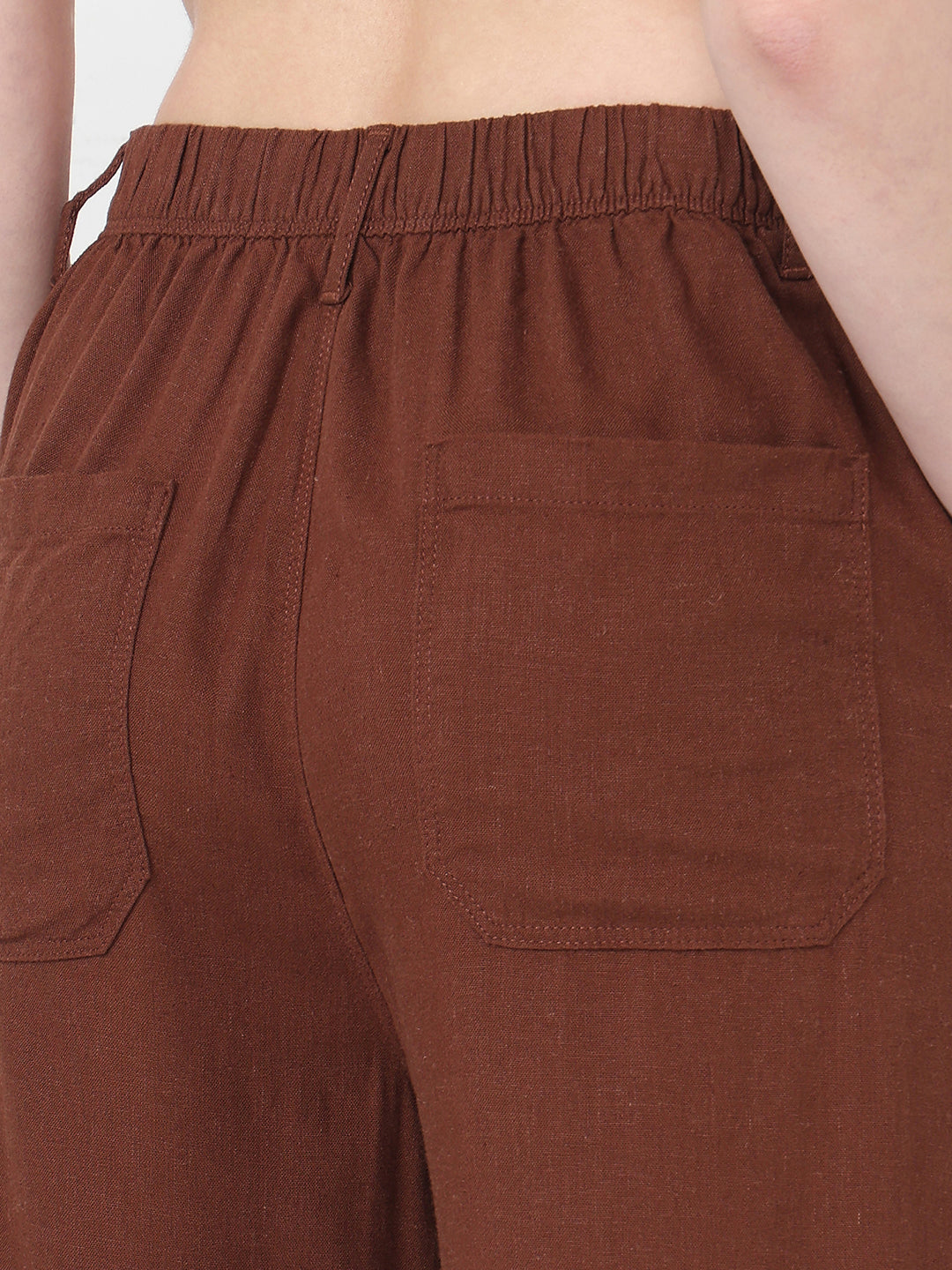 Women Sepia High-Rise Straight Fit Korean Pants