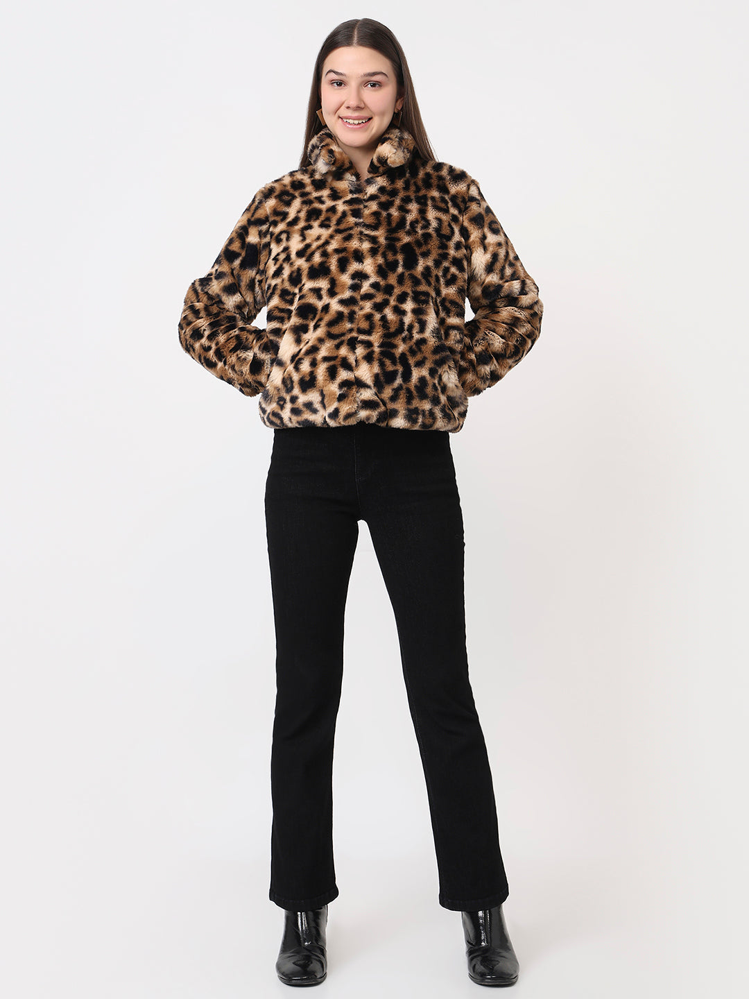 Women Leopard Print Winter Jacket