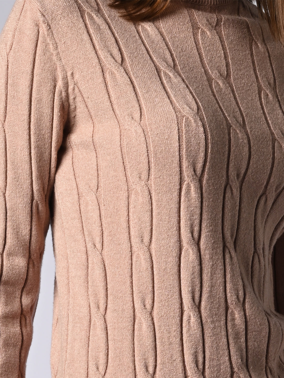Women Beige Slim Fit Sweater