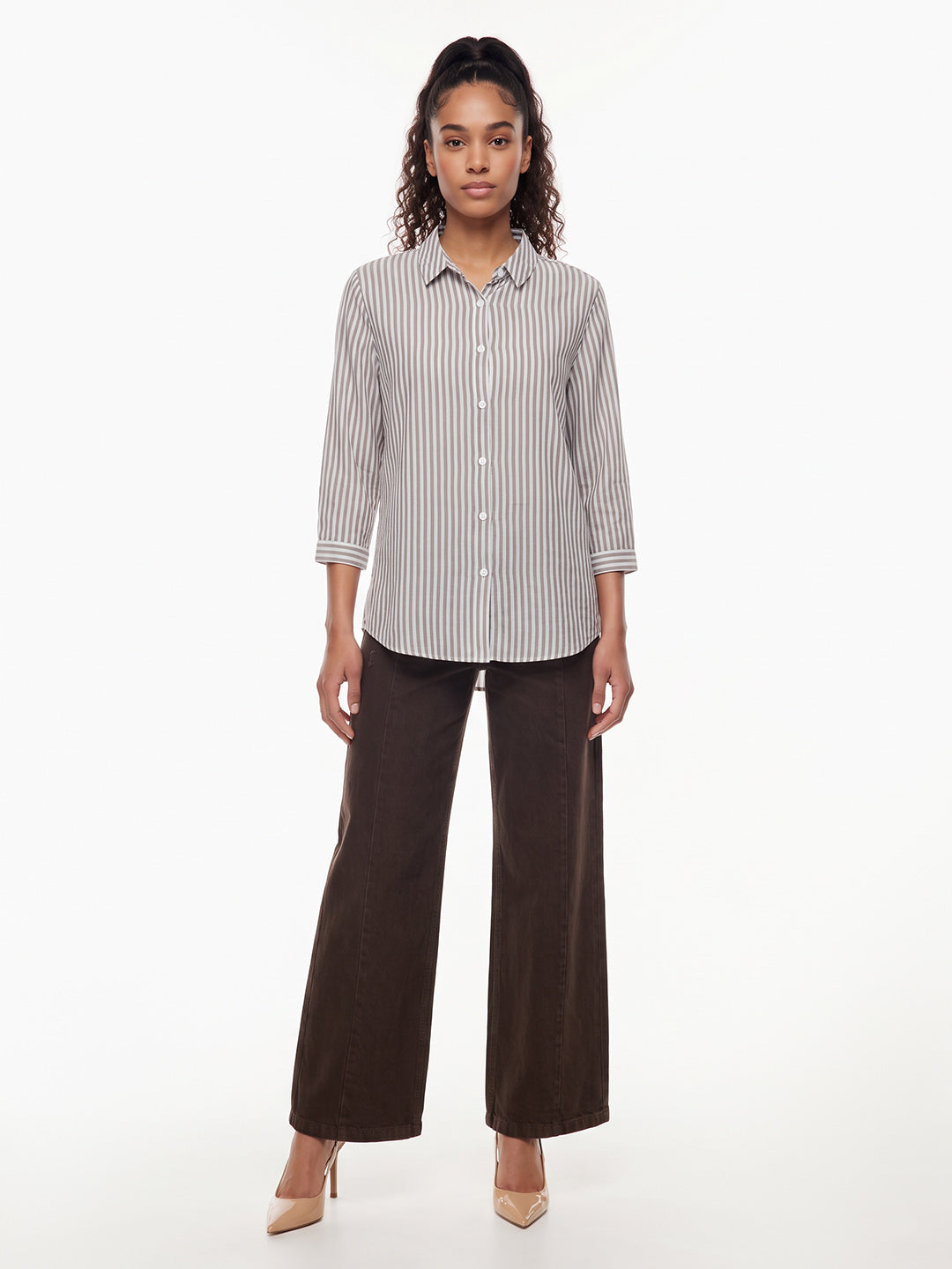 Brown/White Stripe Shirt