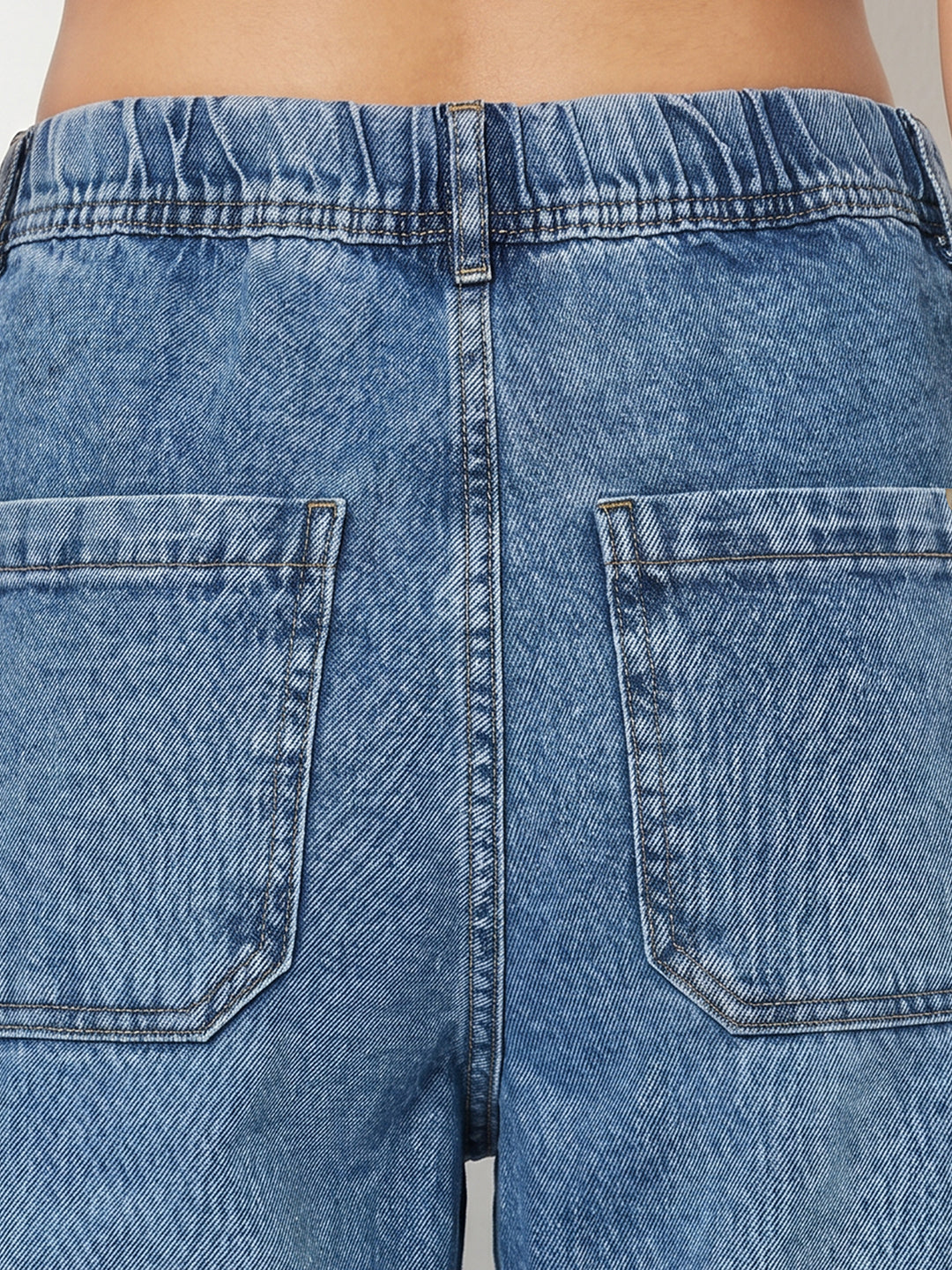 Women Blue Mid-Rise Cargo