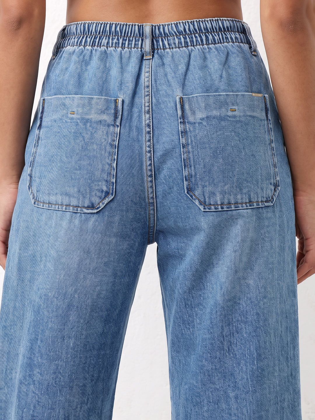Blue High-Rise Crop Wide Leg Jeans