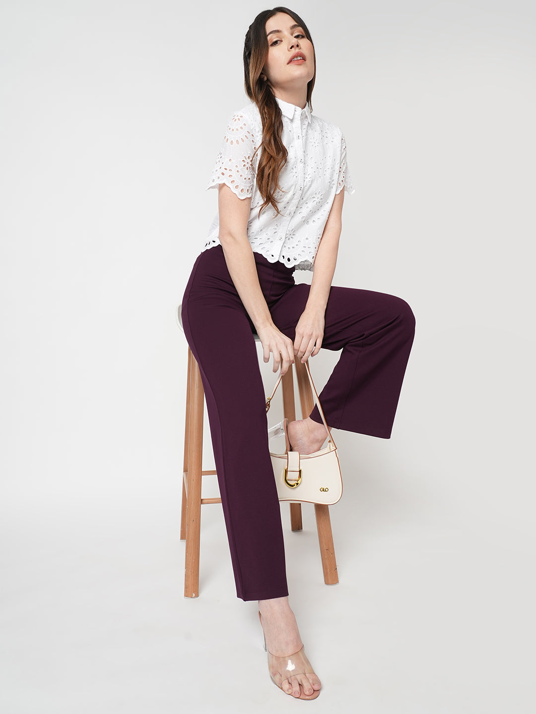 Women Wine Treggings