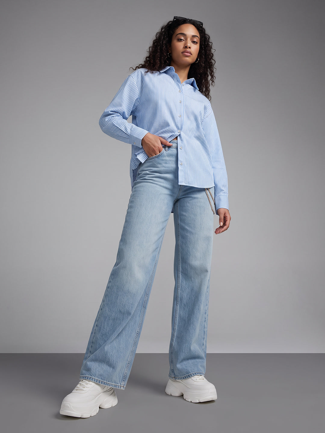 Sky/White Oversized Shirt