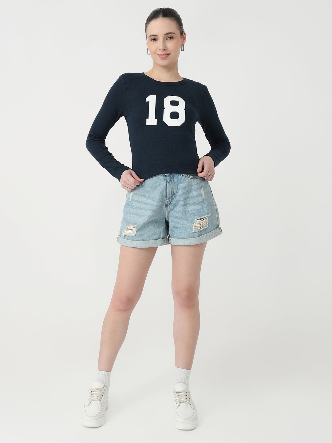 Women Airforce Rib Slim Fit Genz T-Shirt