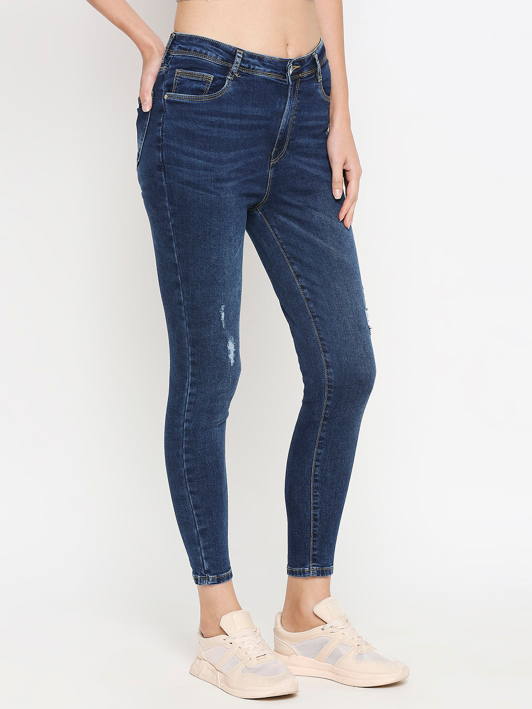Women High-Rise Skinny Ripped Jeans