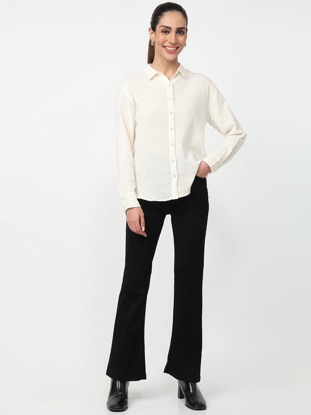 Women Ivory Oversized Shirt