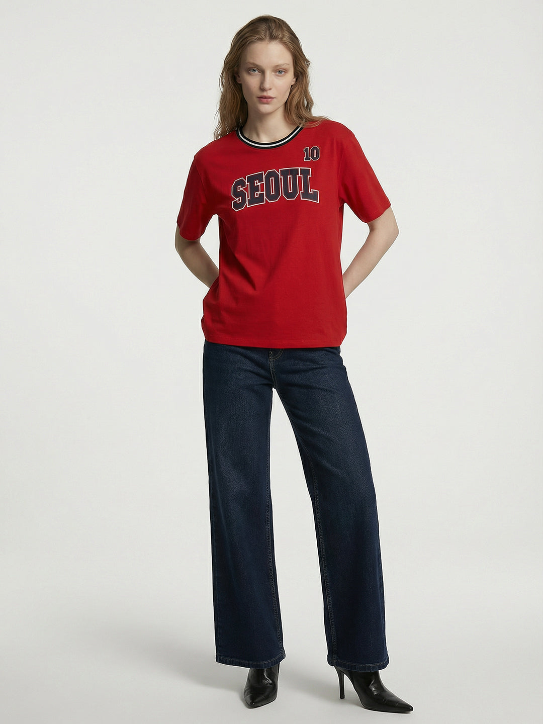 Women Red Oversized T-Shirt