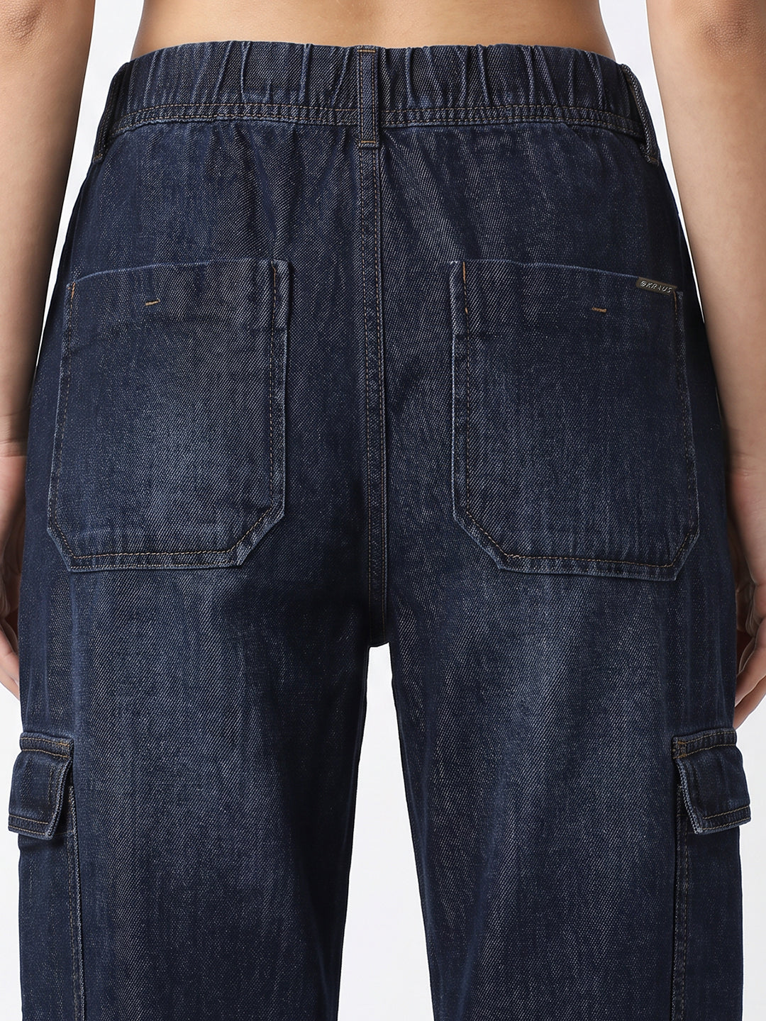 Women Blue Mid-Rise Cargo