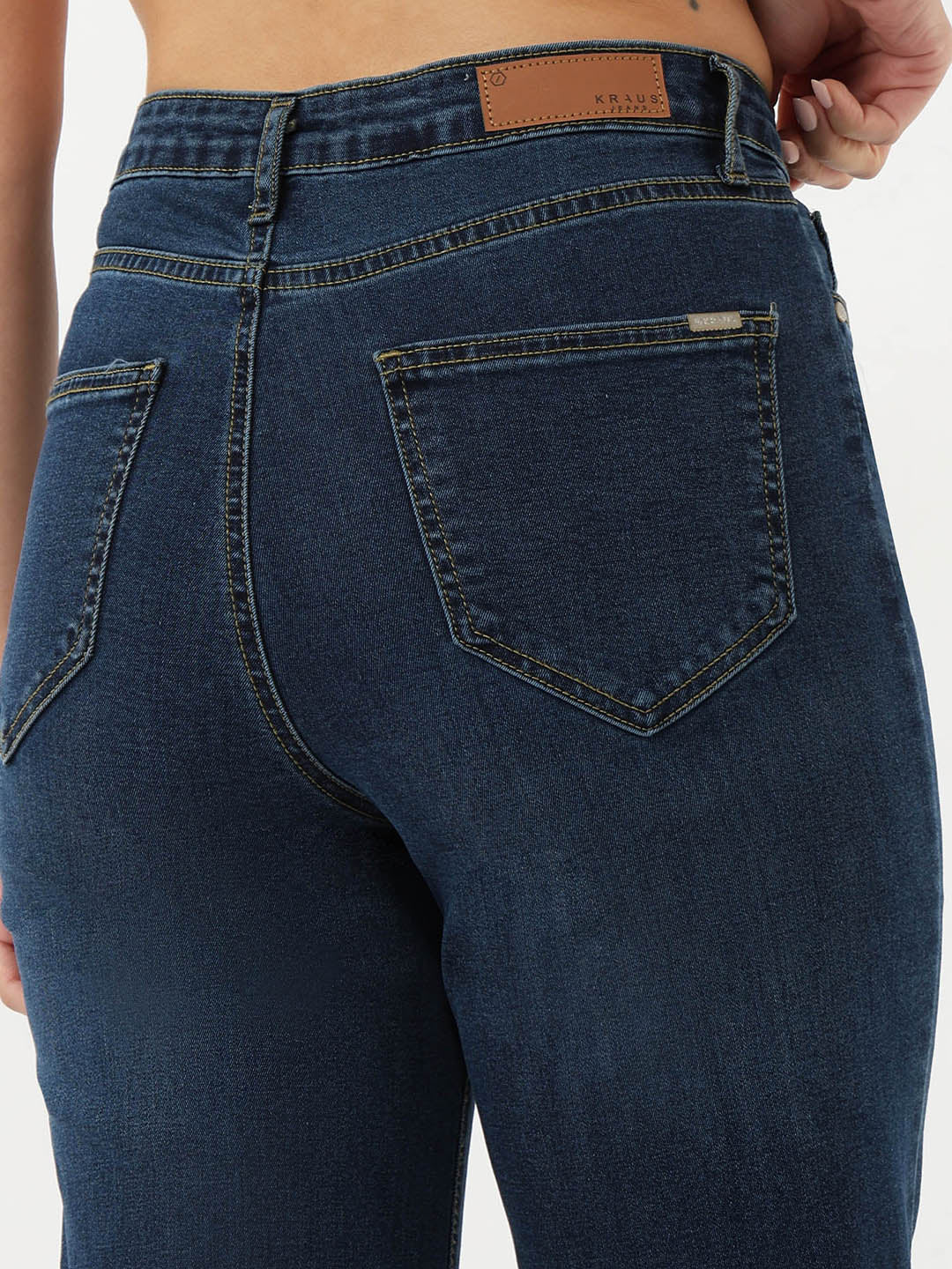 Women Dark Blue High-Rise Wide Leg Jeans