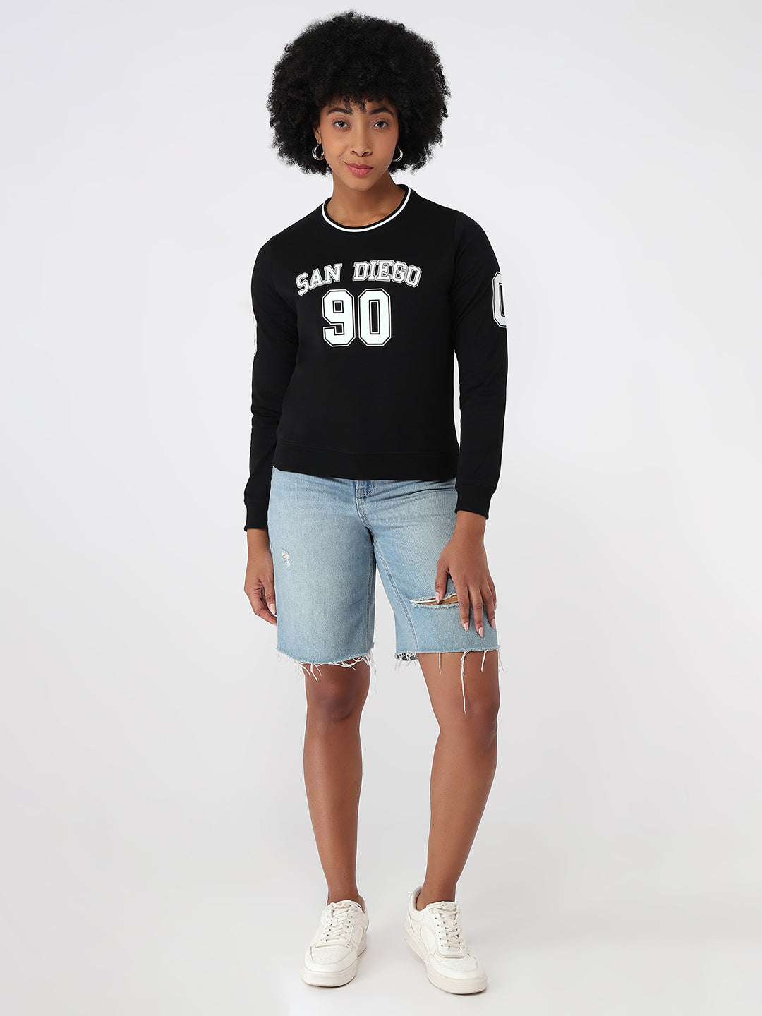 Women Black Slim Fit Sweatshirt