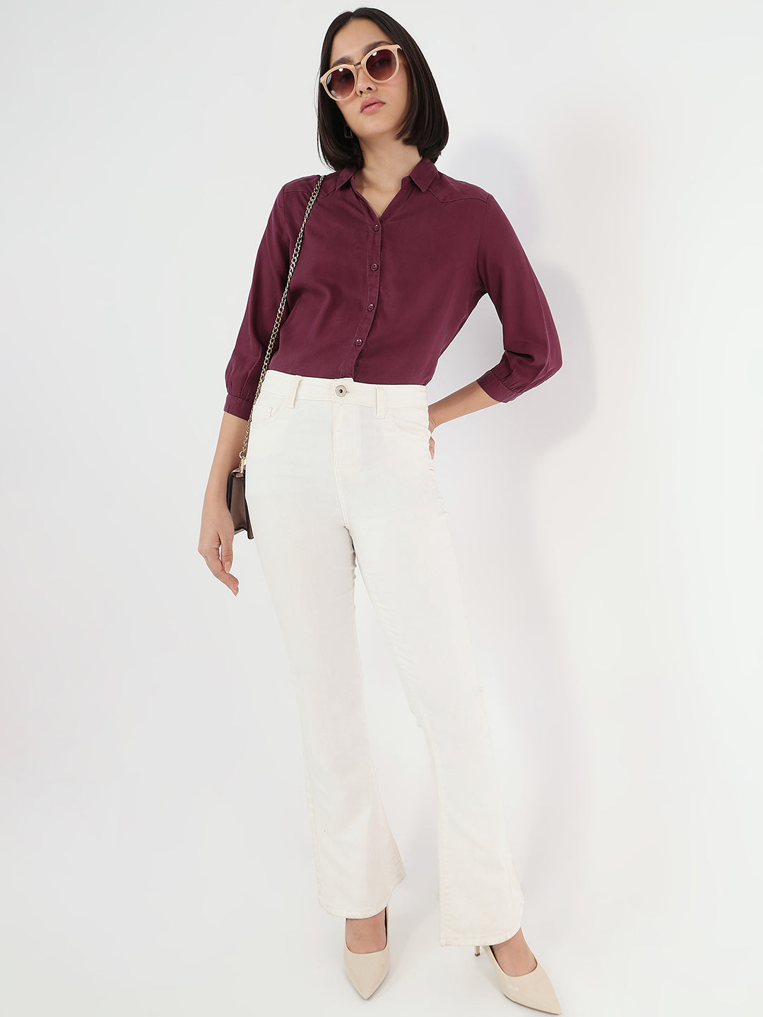 Women Mauve Slim Fit Shirt
