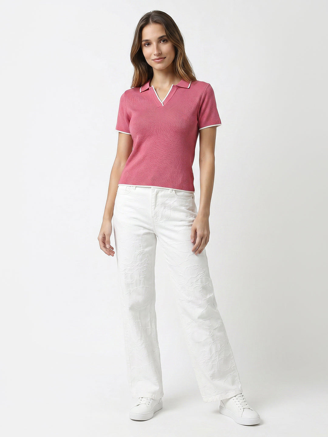 Women Blush Pink Flat Knit