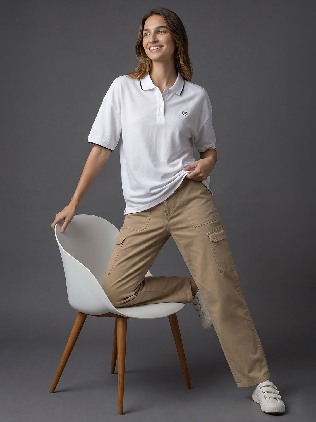 Women White Polo T-Shirt
